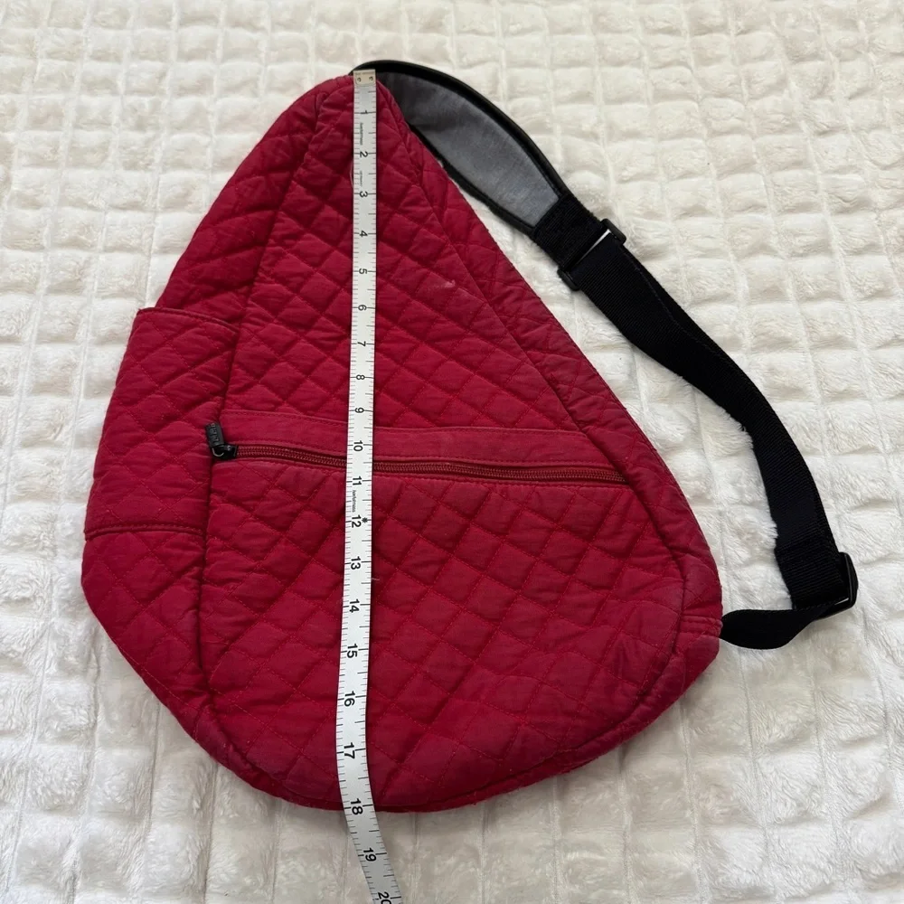 LL Bean Ameribag Healthy Back Bag Sling‎ Backpack ~ Red Quilted Travel Outdoor